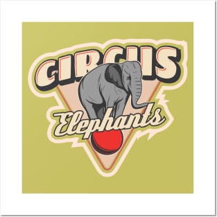 Circus elephants malabarist badge logo Posters and Art